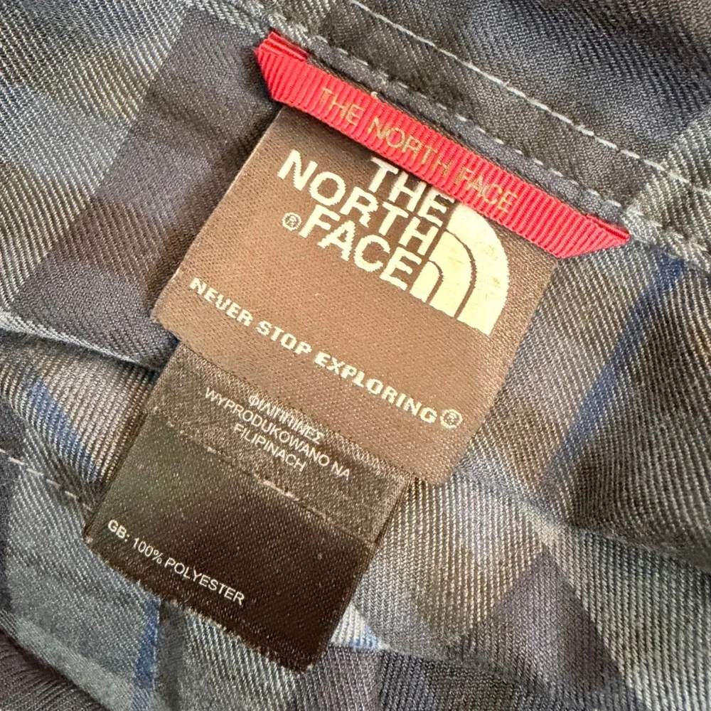 The North‎ Face Shirt Mens XL Blue Plaid A36Q Snap Front Long Sleeve Hiking Top